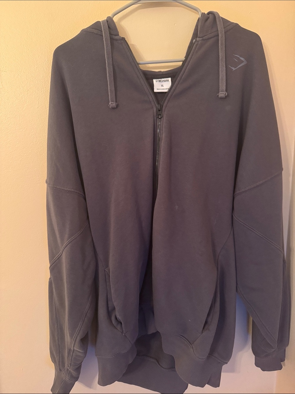 Gymshark Men's Charcoal Gray Zip-Up Hoodie